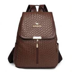 Women Soft Leather Backpacks High Capacity Female Back Pack Casual Travel Ladies Bagpack - Brown
