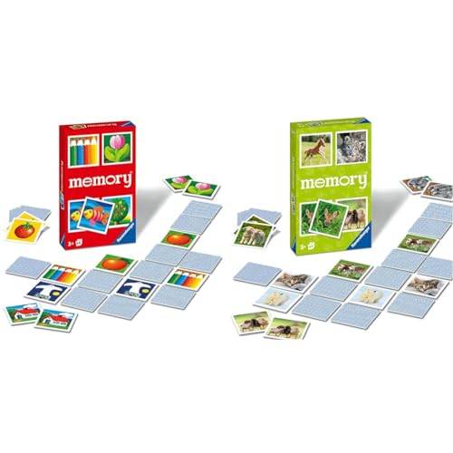 Ravensburger 22457 - Kinder Memory®, der Spieleklassiker für die ganze Familie & 22458 - Tierbaby Memory®, der Spieleklassiker für Tierfans, Merkspiel für 2-6 Spieler ab 3 Jahren