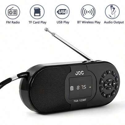 Mini bärbar fickradio med FM-kabel, USB MP3 Bluetooth-högtalare med uppladdningsbart batteri, lämplig för promenader, vandring, FM-radiomottagare - Multifärgad (svart,guld,röd,blå)