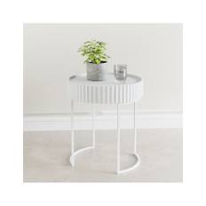 Rundt sidebord i metal og MDF H46 x Ø40 cm - Hvid