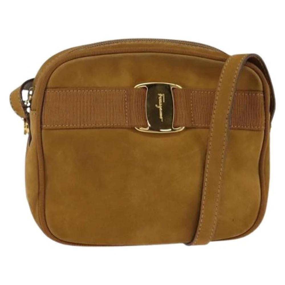 Salvatore Ferragamo Pre-owned Pre-owned Ruskind Skuldertaske - Vintage - Dame - Brun - ONE SIZE - Uld