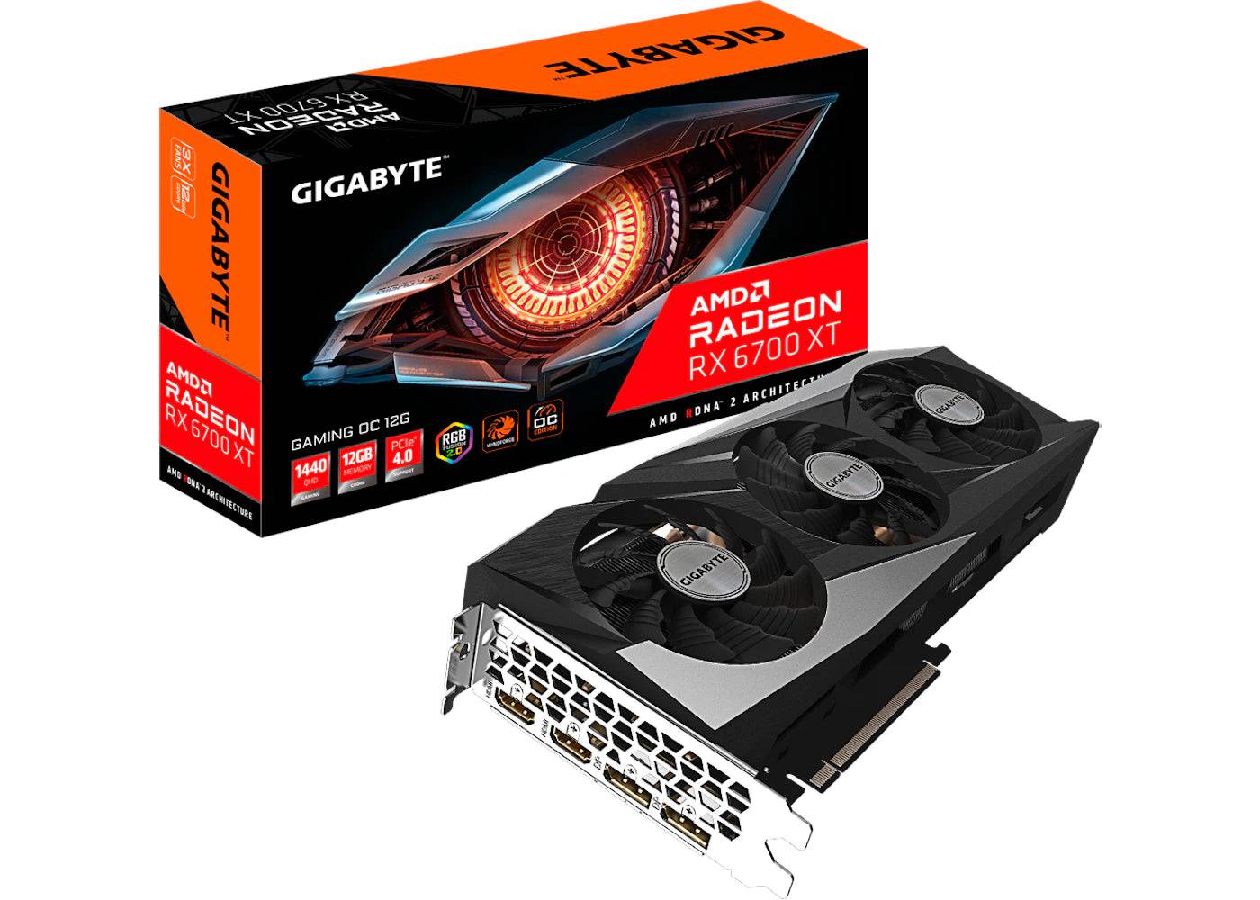 AMD GIGABYTE Radeon RX 6700 XT GAMING 12G OC Graphics Card (GV-R67XTGAMING OC-12GD) - One Size (One Size)