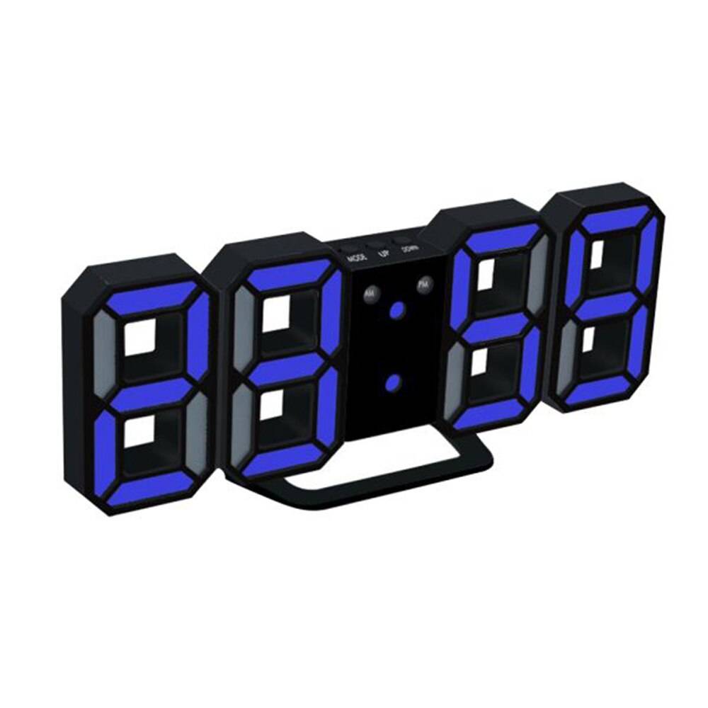 Digital Väggklocka 3D LED - Svart blå
