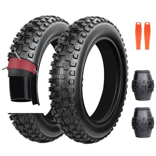 ZUKKA Förpackning med 2 vikbara e-cykeldäck 20x4,0 - Slitstarka och punkteringsfria däck för e-cykel/Mountain Snow Bike 20x4, Mantello 102-406, Heavy Duty, Svart