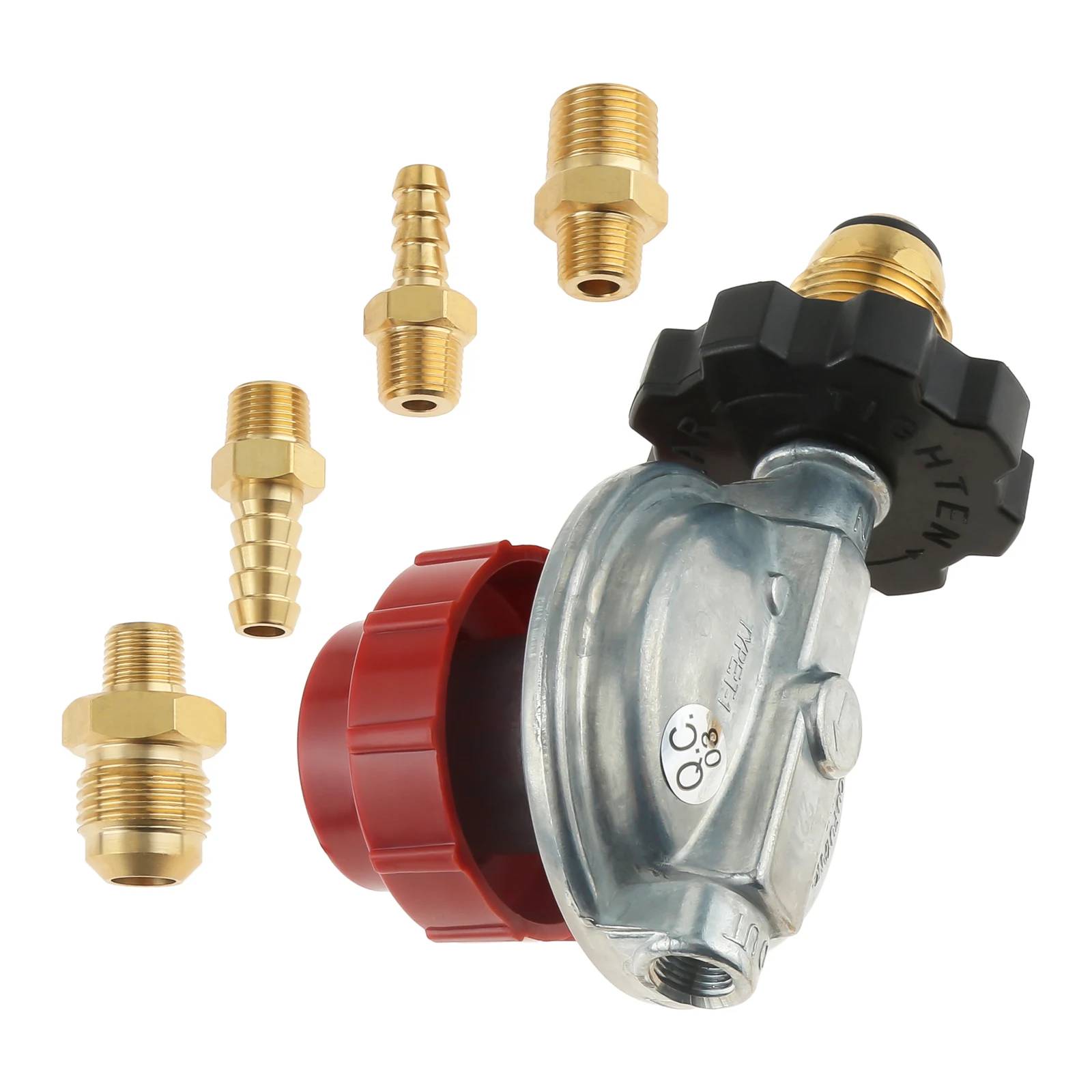 0-20PSI POL High Pressure Adjustable Propane Regulator Valve Kit LP Tank 5/16"&1/4" Hose Barb Connect 1/4" NPT& 3/8" Flare Male