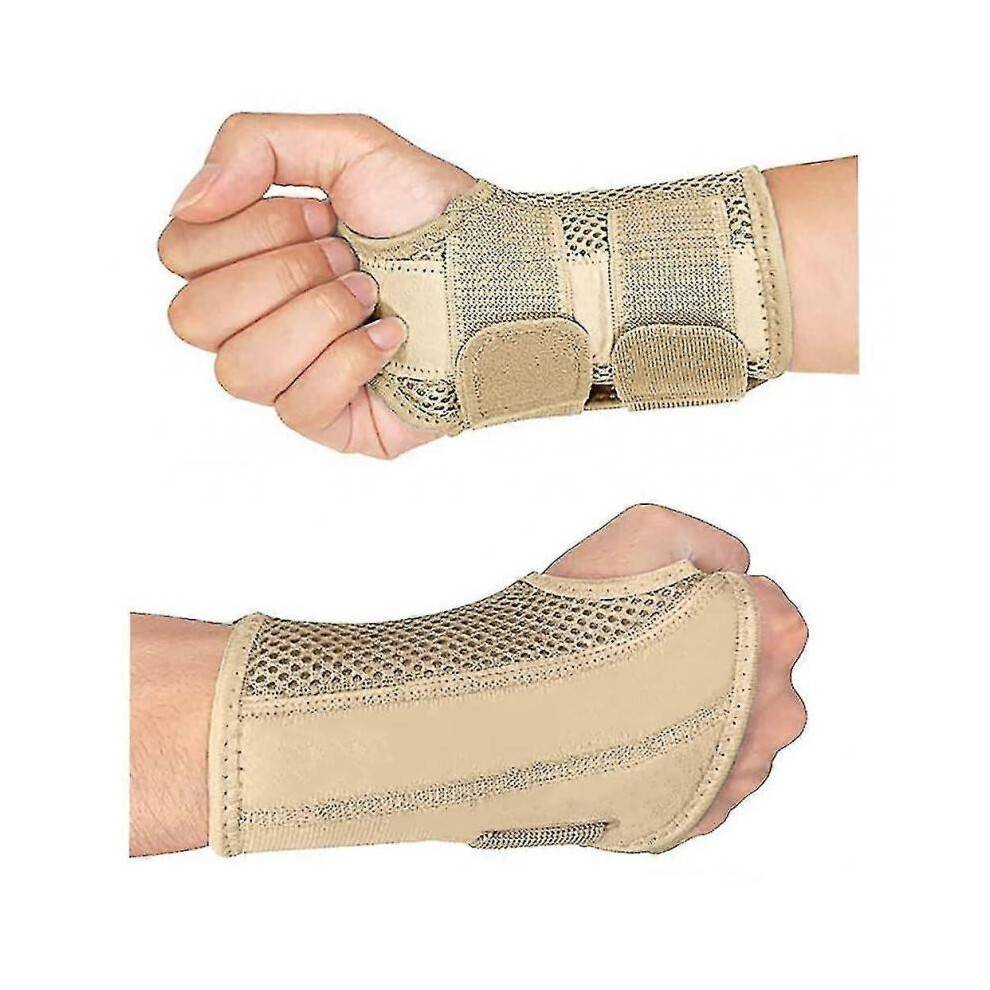 (Right hand L, Beige) 1pc Carpal Tunnel Wrist Brace, Breathable Wrist Splint Brace Night Support Adjustable Straps For Tendonitis Arthritis Tw