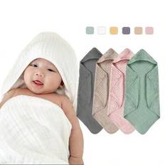 Badhandduk i muslin med huva för spädbarn, absorberande bomullsfilt för baby, linda för nyfödda, andningsbar badrock - Som visas på bilden (Multi-size)