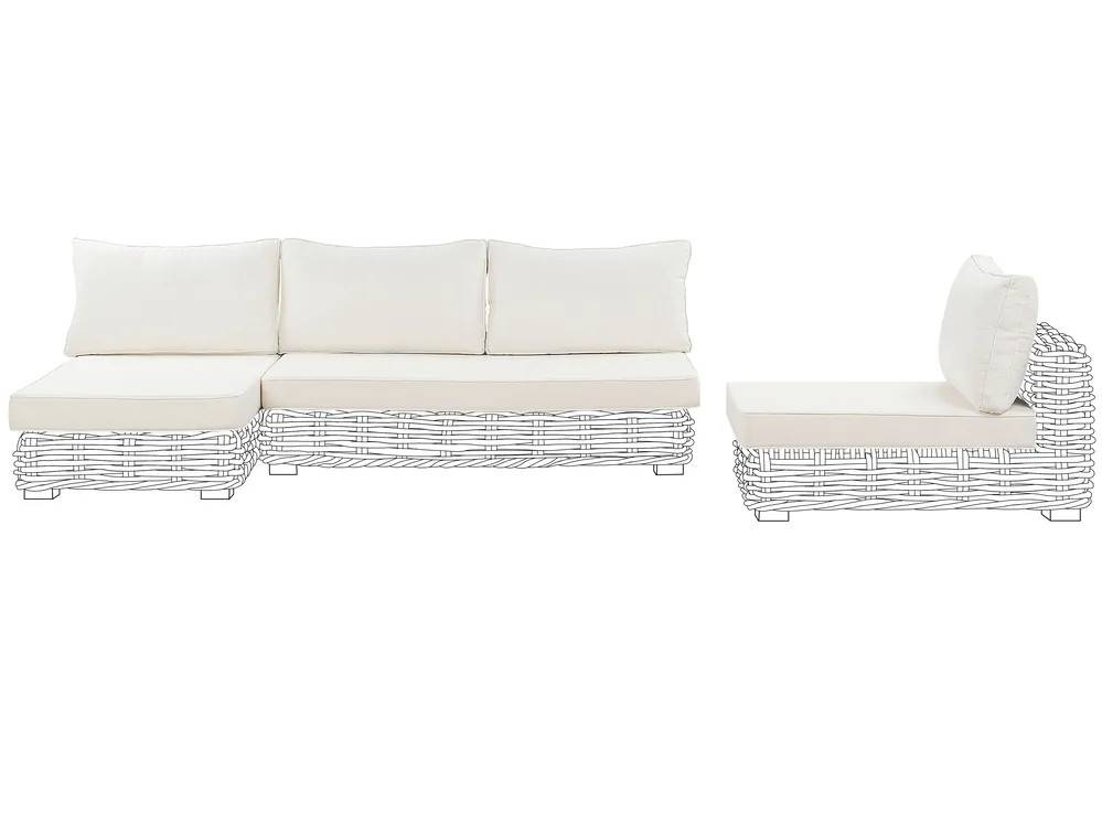 Loungesæt med bord 4 personers VARALLO Venstrevendt Grå Rattan