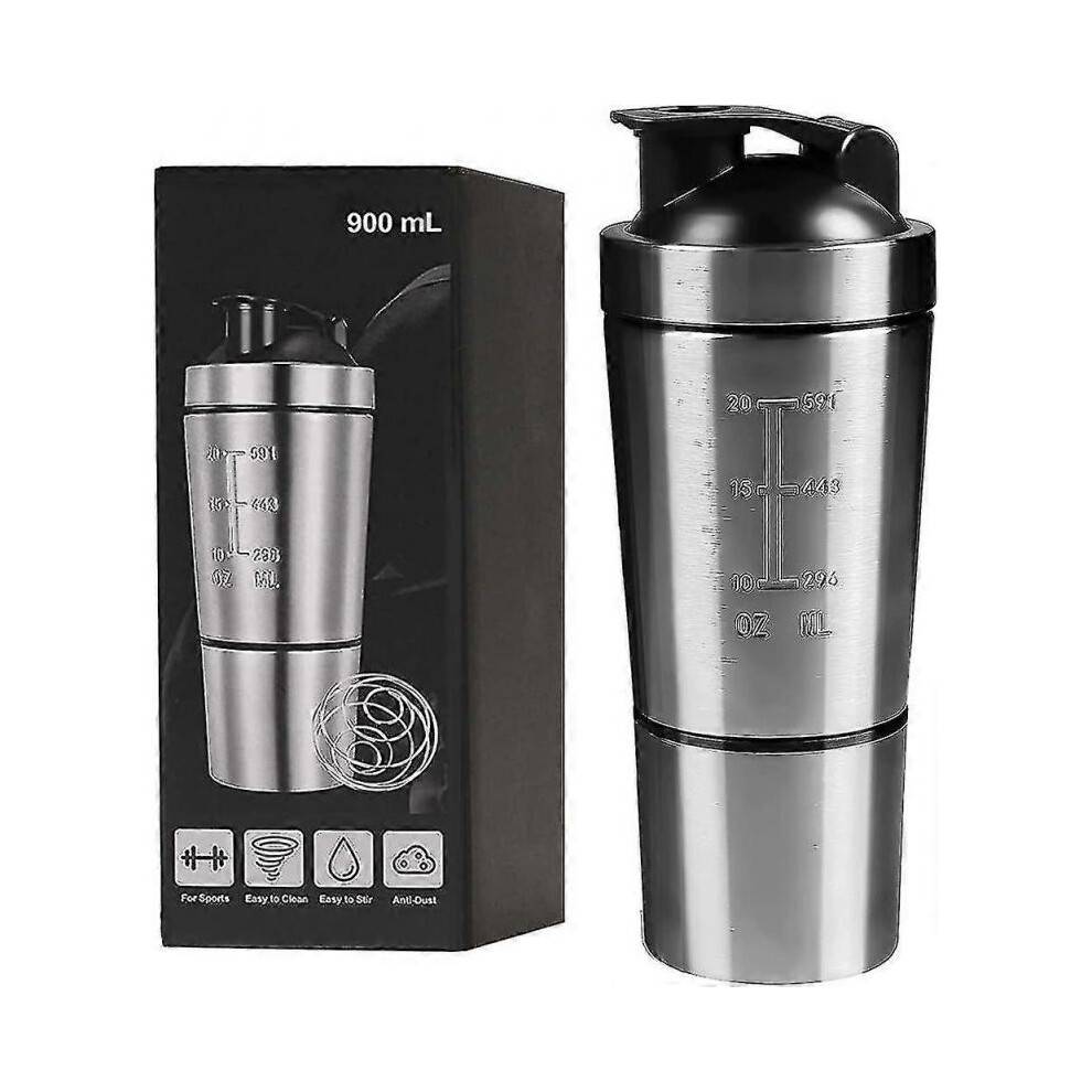 700ml + 200ml Stainless Steel Protein Shaker with Stirring Ball Durable Motion