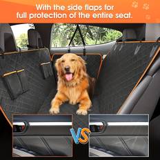 TEMU Waterproof Dog Car Seat Cover With 4 Pockets - & Slip Resistant Pet Hammock For Cars, Trucks, And Suvs