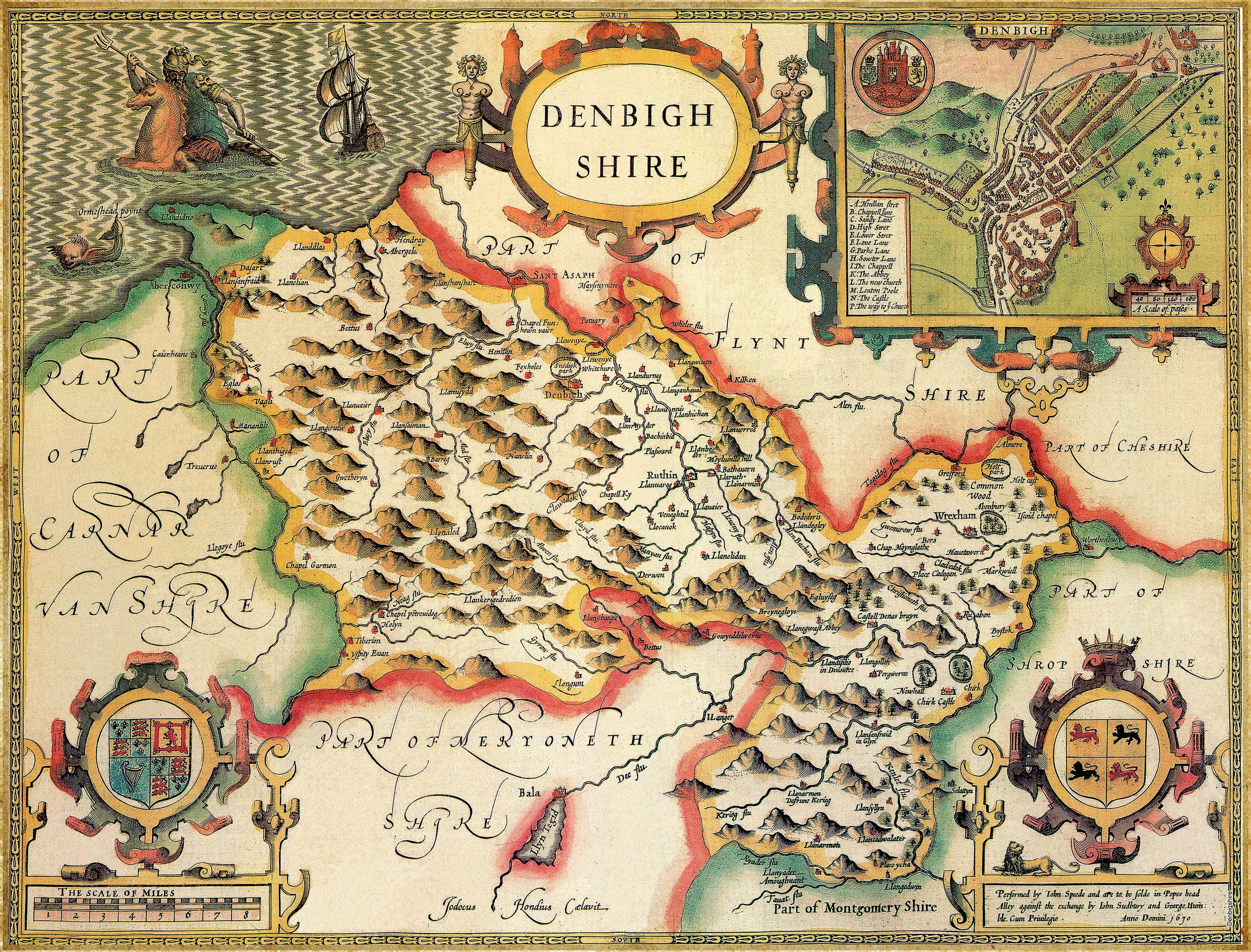 Denbighshire Historical Map 1000 Piece Jigsaw Puzzle (1610) - Default Title