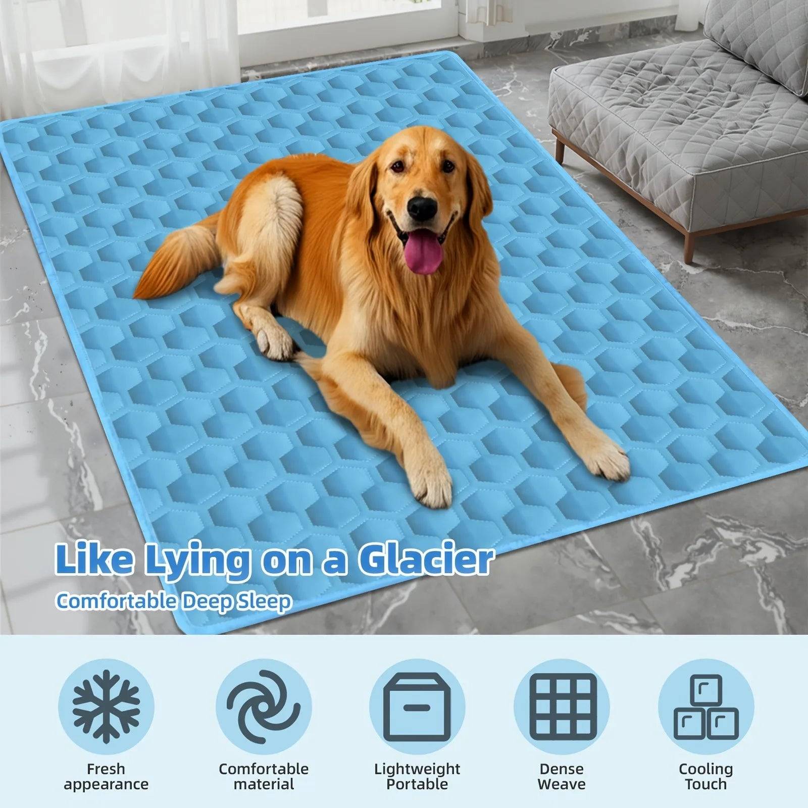 Breathable Mesh Pet Cooling Mat - Blue / M-40x50cm (M-40x50cm)