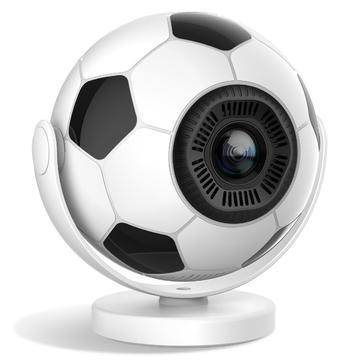 HY300F bärbar projektor i fotbollsform - WiFi 6, Android 14 - Vit / svart