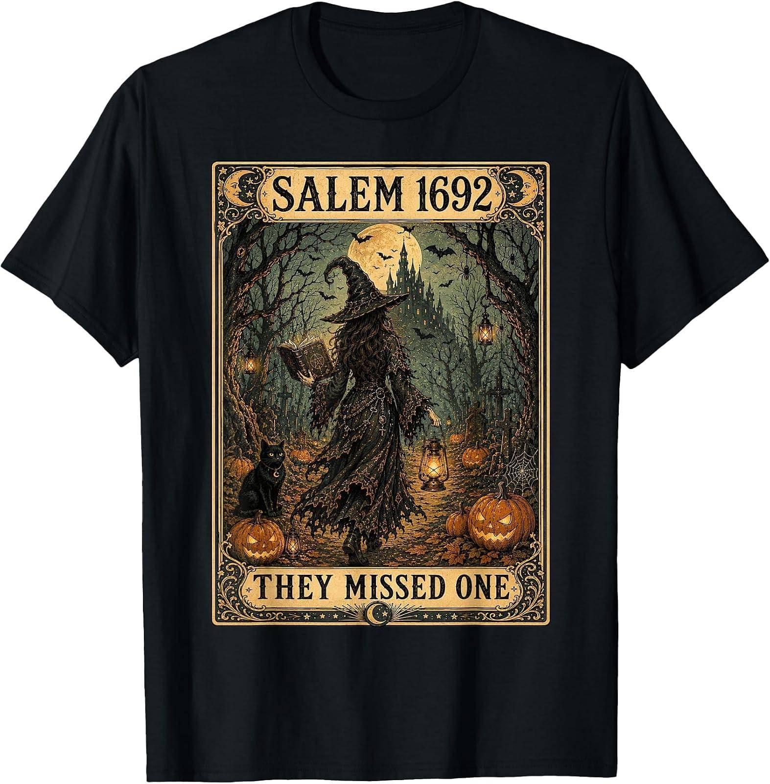 Salem 1692 De Missade Ett Tarotkort Halloween Häxa Dam T-shirt cm gray