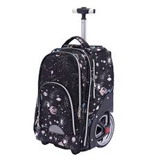 OUBUBY 45 liters ryggsäck, vagn laptop-trailer skolsparkcykel skolväska affärsvagn med hjul ryggsäck för flickor pojkar ryggsäck med hjul lämplig för korta åkturer till skolan, Stjärngrå, 33*25*49cm,