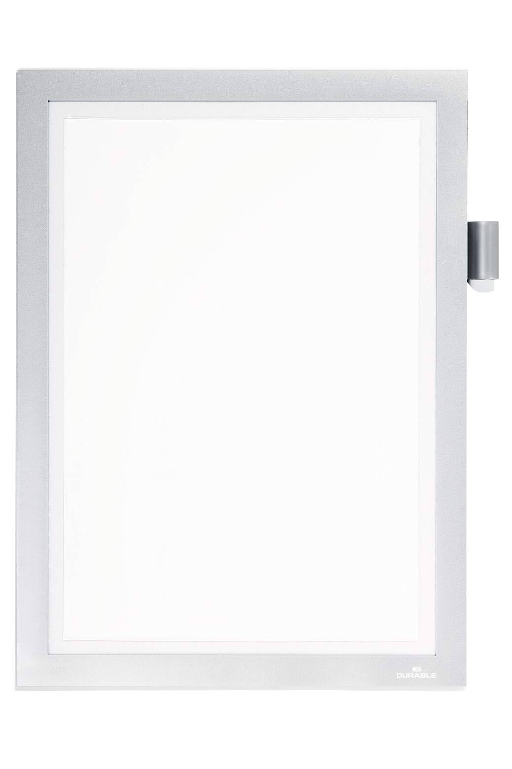Skyltram Durable Duraframe Note A4, silver, självhäftande, magnetisk (A4)