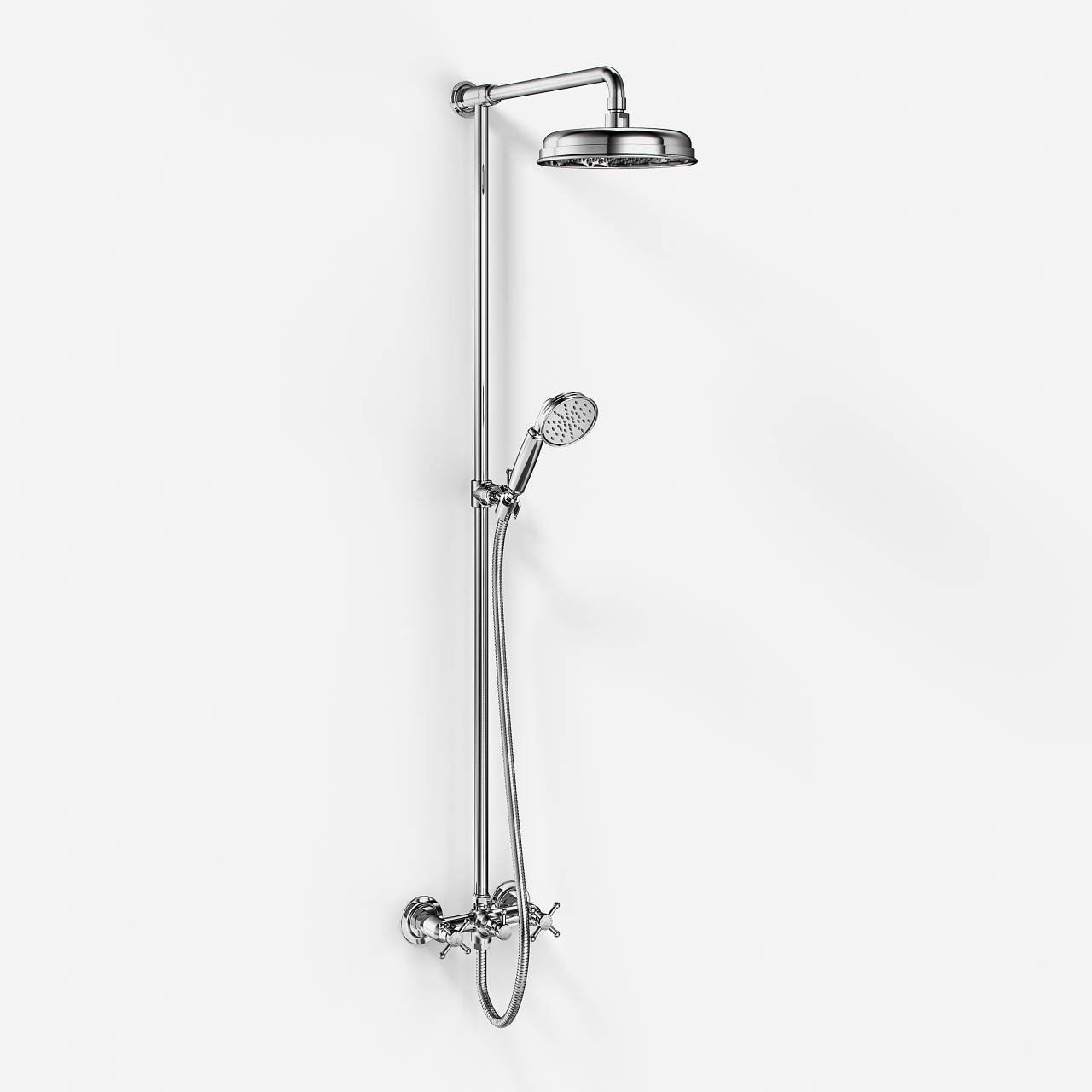 Hassel & Teudt HBR800 S01 - Brusestangssæt m/Ø21 cm Rain DeLuxe m/EasyClean Krom Brusearmatur - fra Bad&Stil.