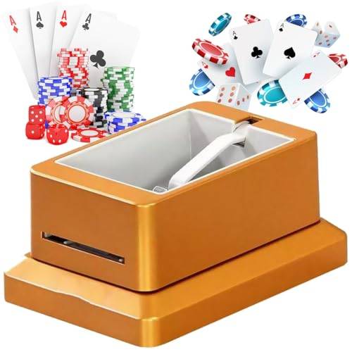 Automatisk korthandlare shuffler shuffle Blackjack Texas Hold'em kort handlarmaskin - uppladdningsbar, 360° roterande, 4 däck, upp till 8 spelare - helautomatisk, blå