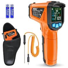 Infraröd Termometer Laser Digital Temperaturpistol med K-sond MESTEK -50 °C till 800 °C Kontaktfri Temperaturmätare Justerbar Emissivititet Färg LCD-Skärm Köks Matlagning BBQ Pizza