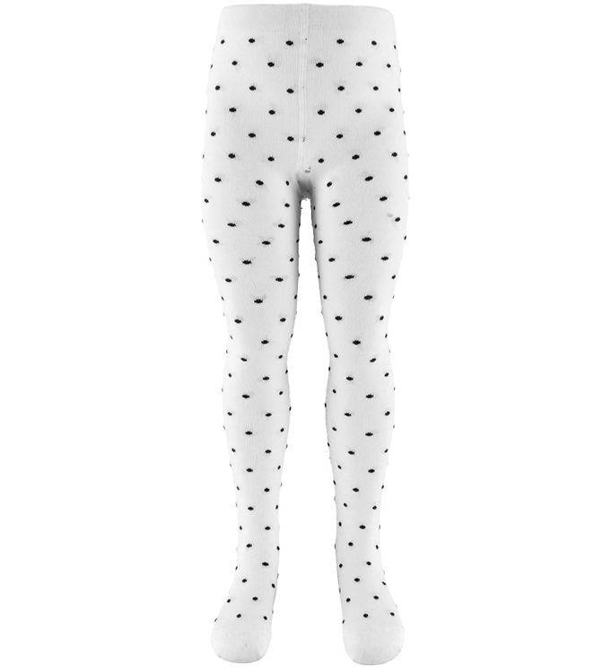 Fuzzies Strumpbyxor - Off White/Träkol Grey m. Prickar - Fuzzies - 98/104 - Strumpbyxor