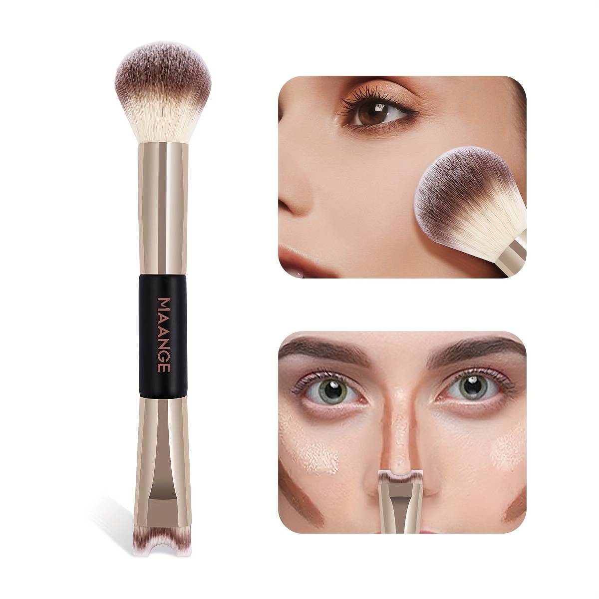 TEMU Maange 1pc Professional Makeup Brush Loose Powder Brush Nose Shadow Brush Contour Brush Facial Makeup Tools Suitable For Facial Makeup Beginners Campus Women's Gift