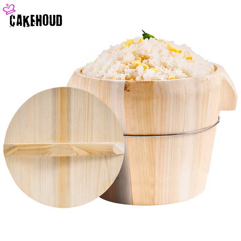 Bambu ångbåt ångad ris träfat naturligt trä kök bärbar risskål matsal restaurang grönsaksfisk ångbåt