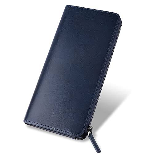 ATIANNI Men's Long Wallet, Made with Genuine Tochigi Leather, Large Capacity, L-Shaped Zipper, Skimming Prevention, Coin Purse, Stylish Cowhide Leathe