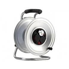 Stahlblech-Kabeltrommel Professional', leer, d=290mm, 3-fach-Schuko-Steckdose