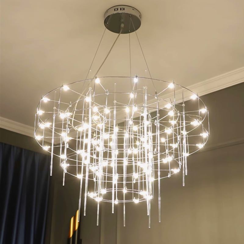 Stainless Steel Crystal Chandelier For Living Room Art Decor Indoor Home Hanging Lamps Lighting Chrome LED Pendant Lamp Fixtures