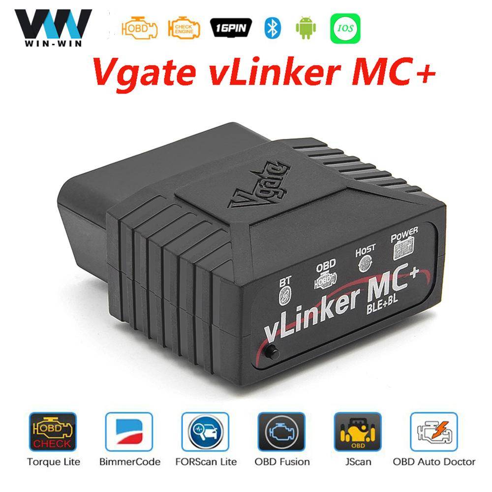 Vgate vLinker MC+ för BimmerCode FORScan ELM327 V2.2 Bluetooth 4.0 OBD2 Scanner OBD 2 WIFI Bildiagnostikverktyg för bil bättre än ELM327 gray