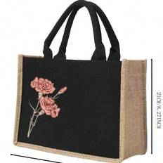 Anpassad handhållen tygväska med blommönster och text, 3D-handled väska för män och kvinnor, stor shoppingväska för män och kvinnor, handhållen segelv - Multifärgad