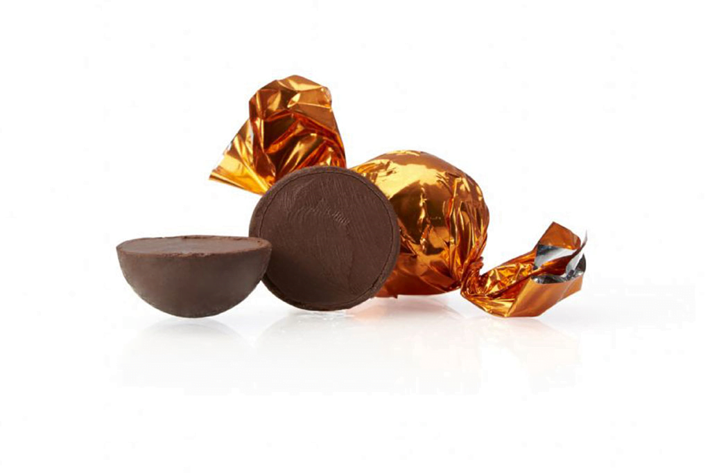 6stk Fyldt Cocoture chokoladekugle - 70% mørk chokolade m/chokocream - orange