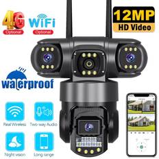3 Lens 12MP HD WiFi Camera Security Protection Home Surveillance Cameras Smart Home CCTV Cameras Outdoor Waterproof Surveillance WiFi Camera
