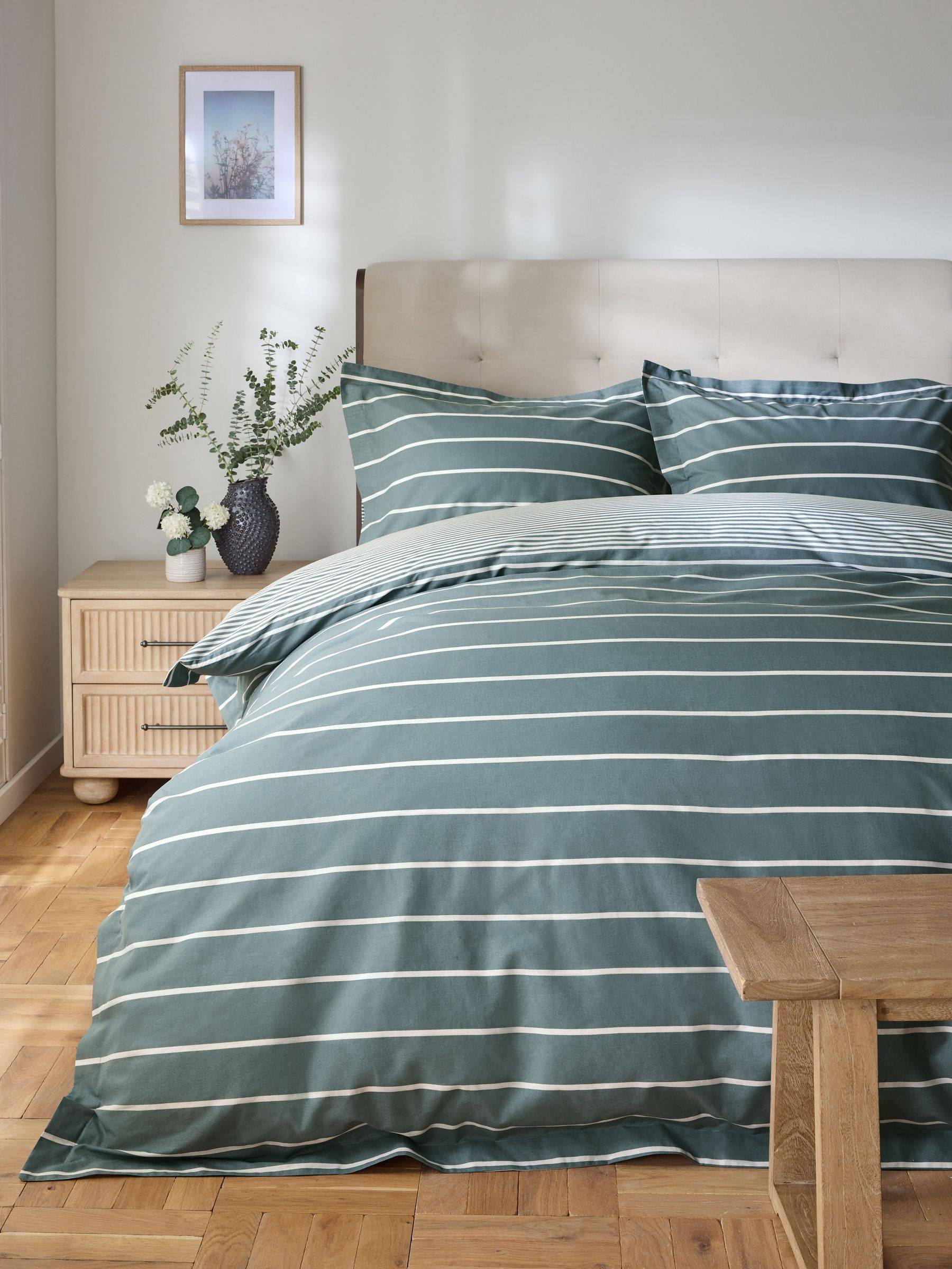Next Blue Cotton Stripe Duvet Cover and Pillowcase Set
