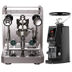 Rocket Mozzafiato Fast V Stål Espressomaskine Inkl. Eureka Atom W 65 Casa Mat Sort Espressokværn