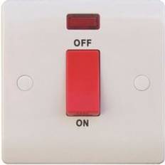 ESR Sline 45A White 1G Double Pole 230V Electric Cooker Wall Plate Switch With Neon