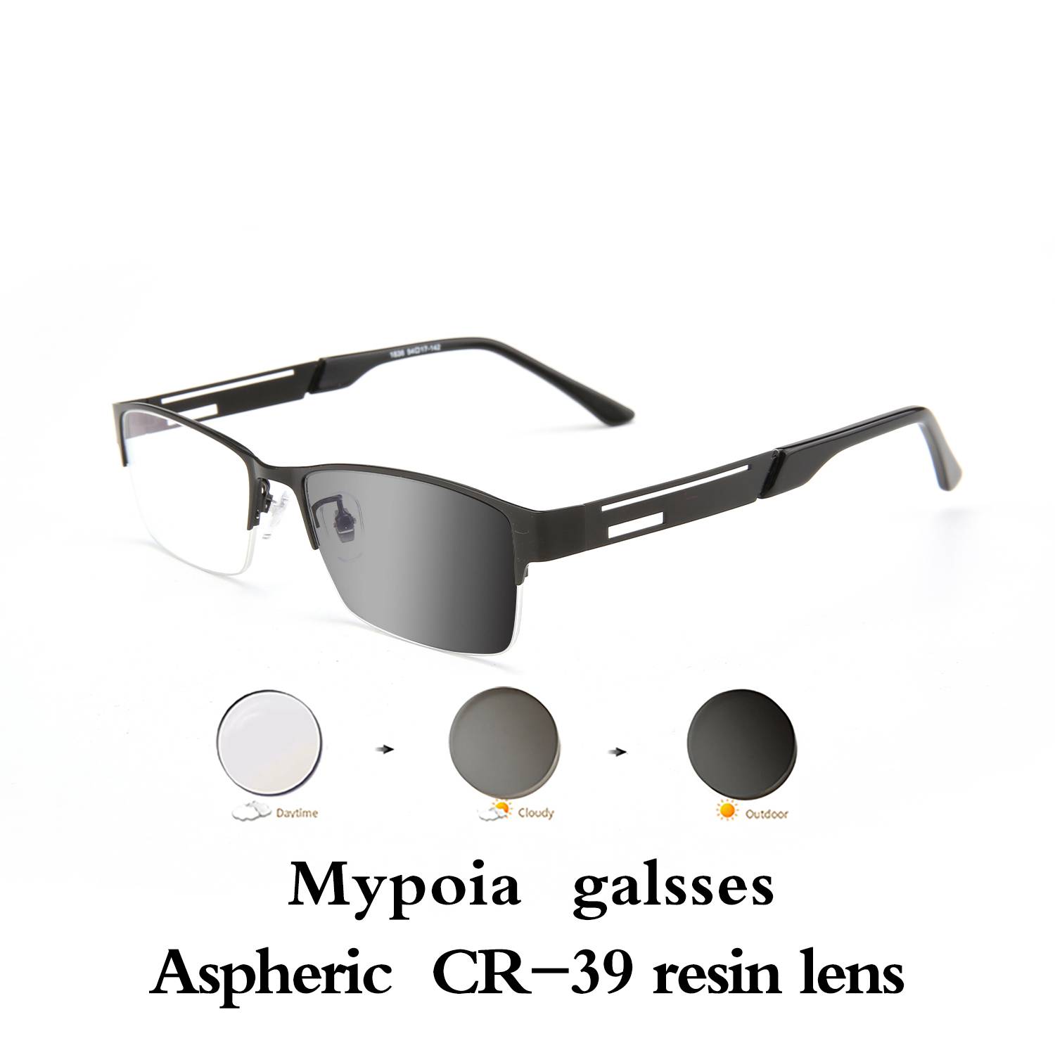 Photochromic Eye Glasses Men Women Myopia Eyeglasses Finished Glasses Students Short Sight Eyewear 0 -0.5 -1 -1.25 -1.5 -1.75 -6