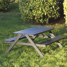 Picknickbord för barn A-modell svart nonwood och aluminiumram