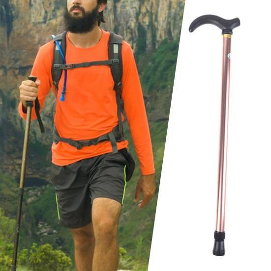 Vandringsstav med ergonomiskt handtag, 2-delad längd, justerbar, stabil, halkfri krycka, vandring svart