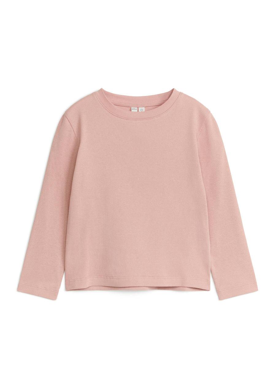 ARKET Ribbed Long-Sleeve T-Shirt -Beige, 134/140