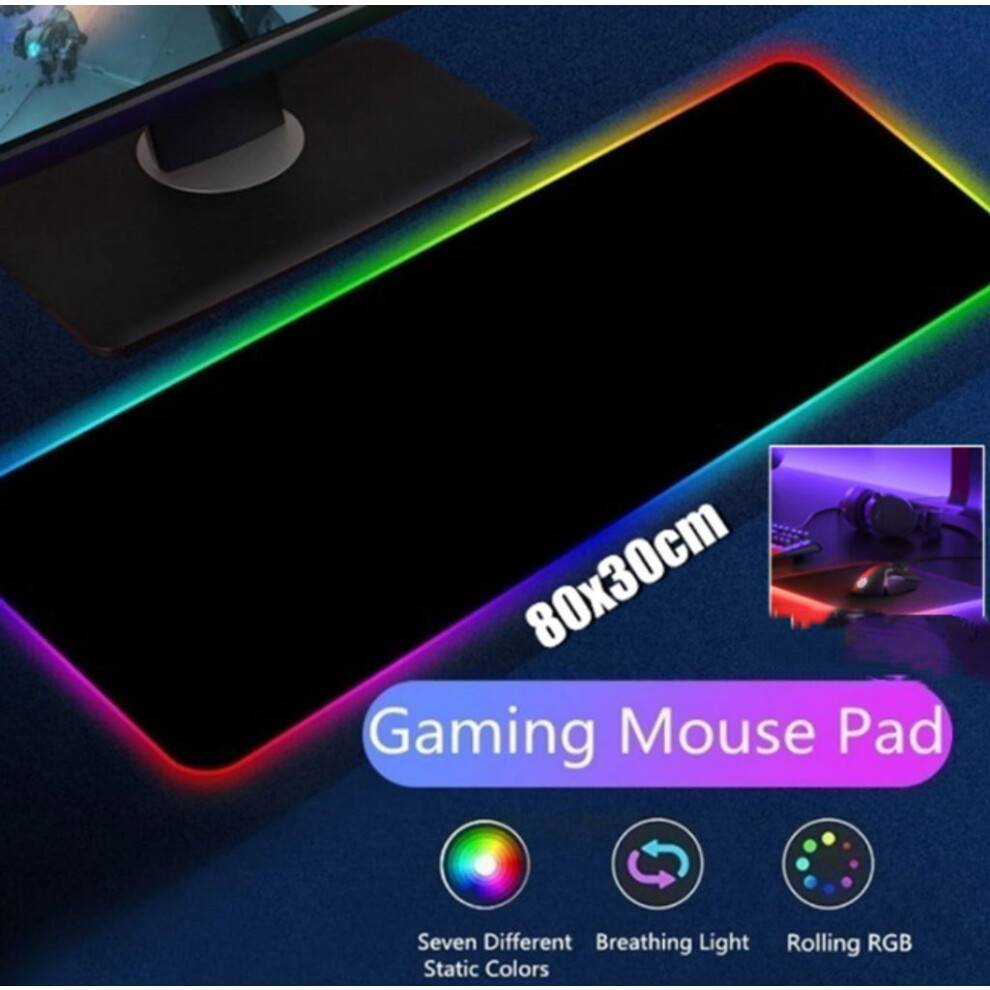 Slip dit gamingpotentiale løs, udvidet musemåtte-tastaturmåtte, RGB LED-baggrundsbelysning, superfint fiberflettet materiale, skridsikker