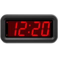 Digitalt vækkeur, kun batteridrevet, LED-stort display, 2-trins lysstyrkedæmper, 4 AA-batterier holder uret i gang i mere end 12 måneder, sort