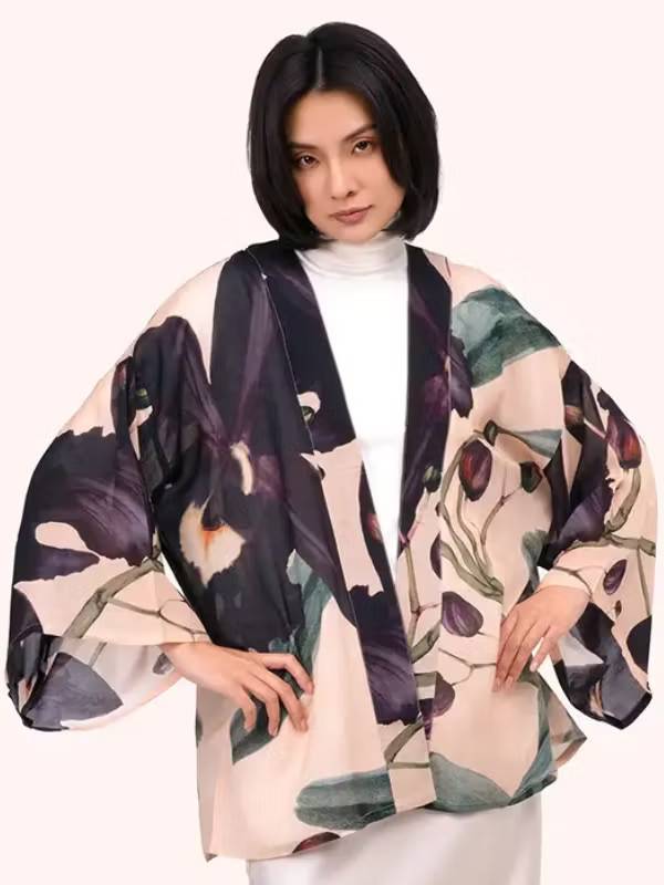 Kimono kort "Midnight Orchid" - Powder design