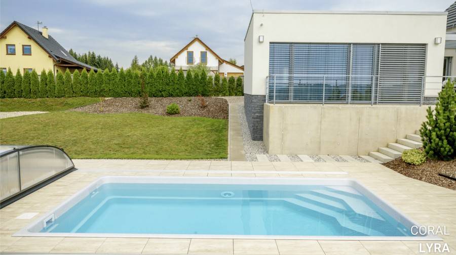 Swimmingpool, kar, glasfiber LYRA 6,18x3,14x1,4 m - PoolOasen.