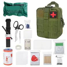 Mineup första hjälpen set utomhus, 46 stycken reseapoteksväska, militärförsta hjälpen-väska, medicinsk väska för camping, jakt, vandring, hem, bil och äventyr (armégrön)