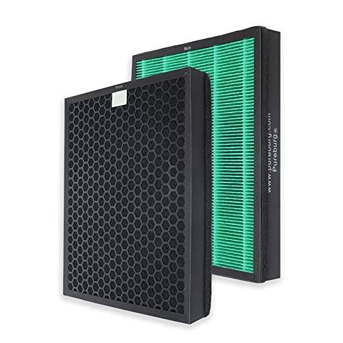 PUREBURG ersättningsfilteruppsättning kompatibel med Coway Airmega 300 300S smart luftrenare, 1-pack (2 filter) H13 äkta HPEA-aktiverat kol