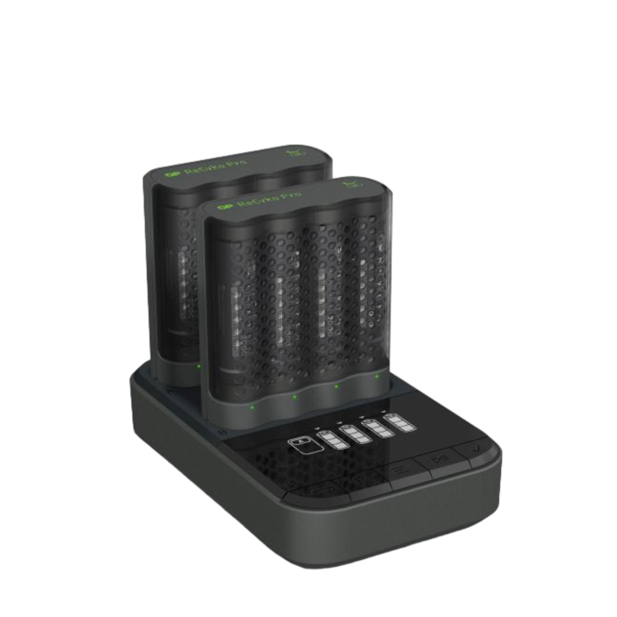 Laddstation GP ReCyko Pro AA / AAA med 2 st batteriladdare och 8 st PRO-batterier