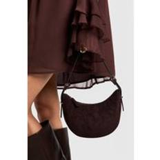Handväska I Mockaimitation Med Halvmåne, Brown