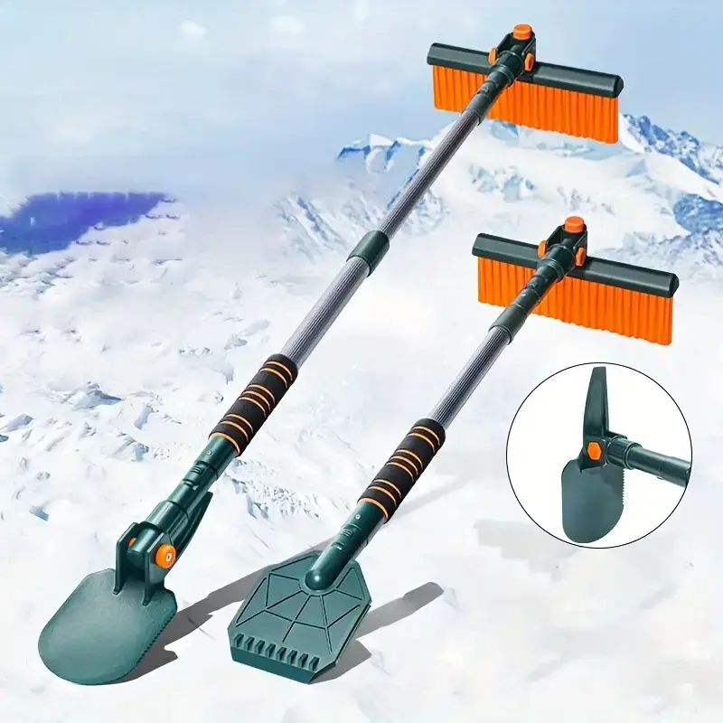 Multifunktionell Snöskyffel Iskrapa & Snöborste Snöborttagningsverktyg Isbekväm Iskrapa Skyffel Snöplatta