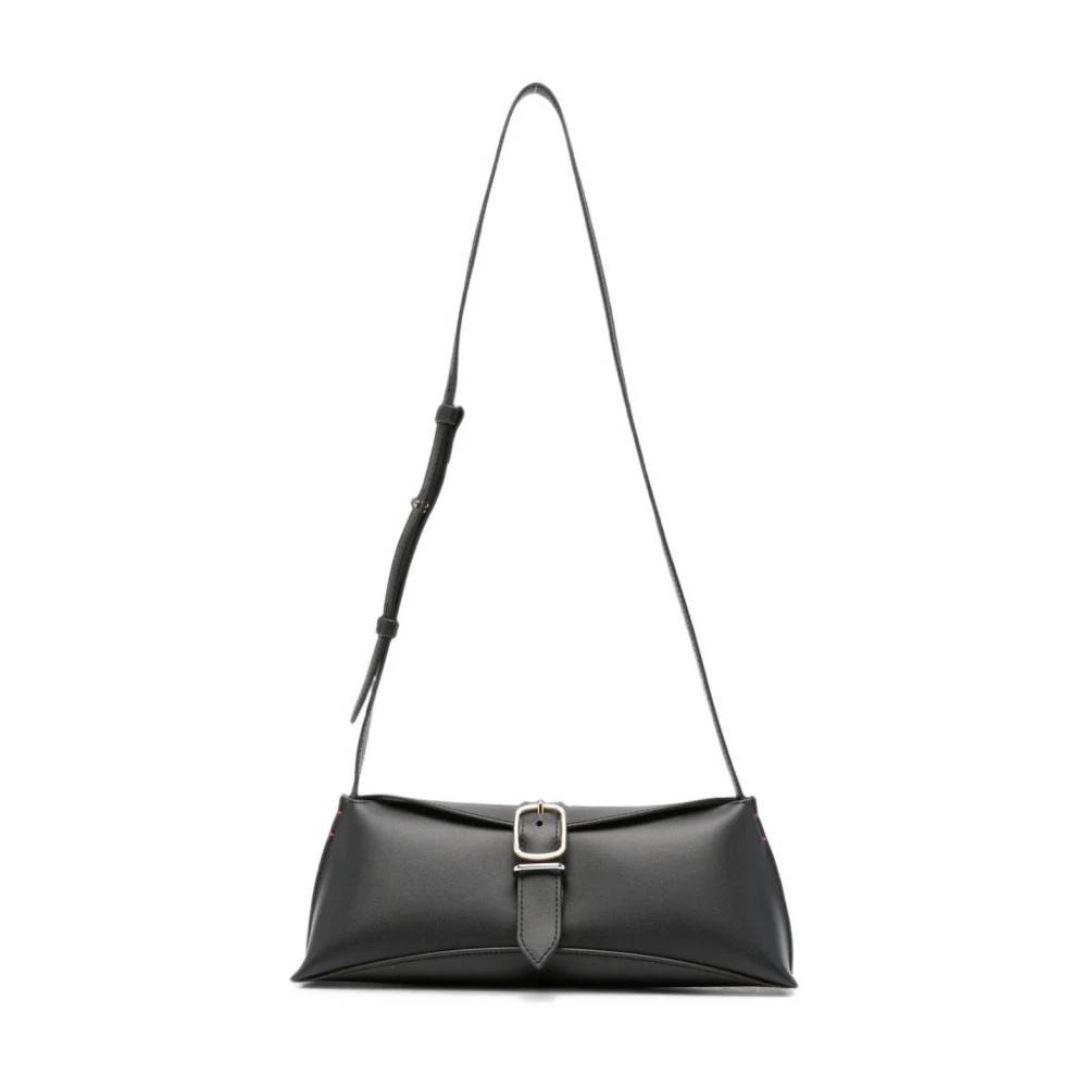 Paul Smith Læder Skuldertaske med Foldover - Tasker - Dame - Sort - ONE SIZE - Uld